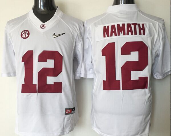 NCAA Youth Alabama Crimson Tide 12 Namath white jerseys